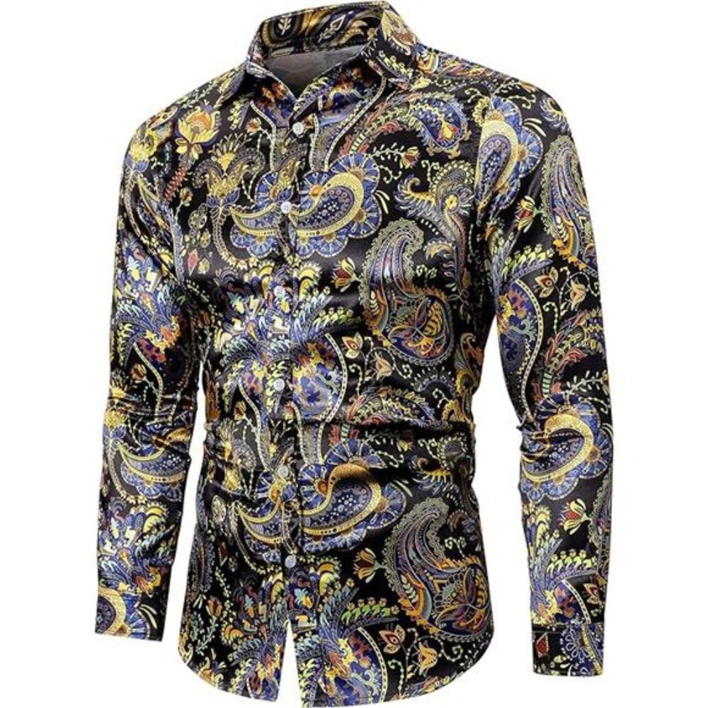 NEW Shiny Silky Satin Shirt for Men Stretchable - Picture 7 of 7